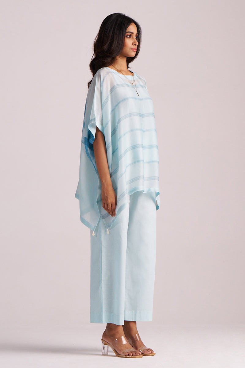 Misty Blue Silk Kaftaan Co-ord Set