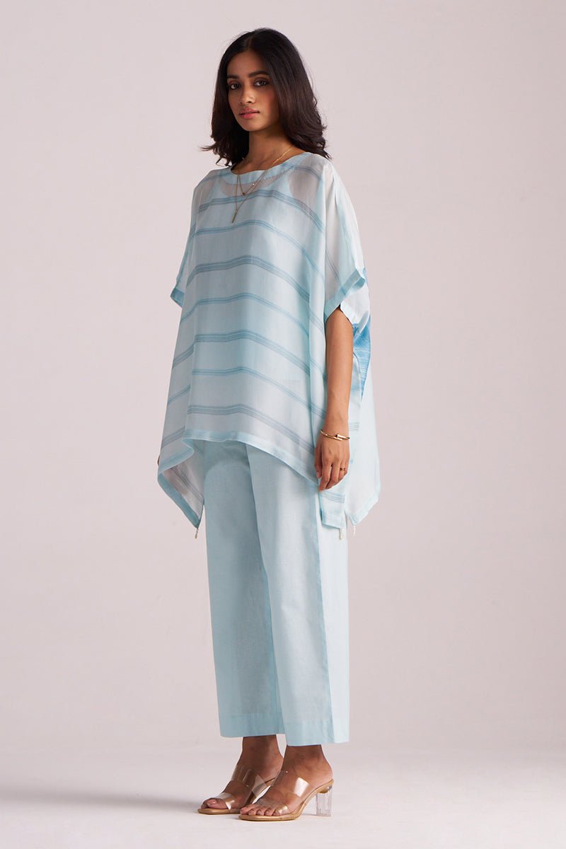 Misty Blue Silk Kaftaan Co-ord Set