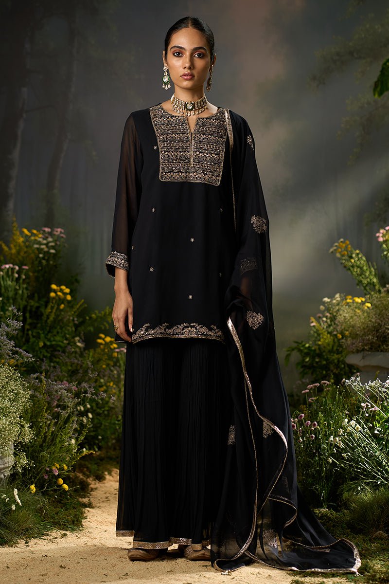 Kohl Black Festive Sharara Kurta Set
