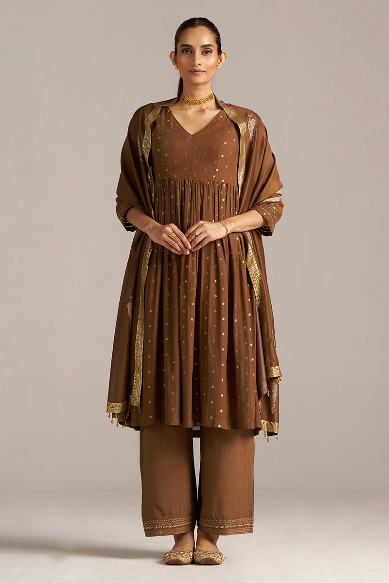 Toffee Zari Woven Festive Kurta Set
