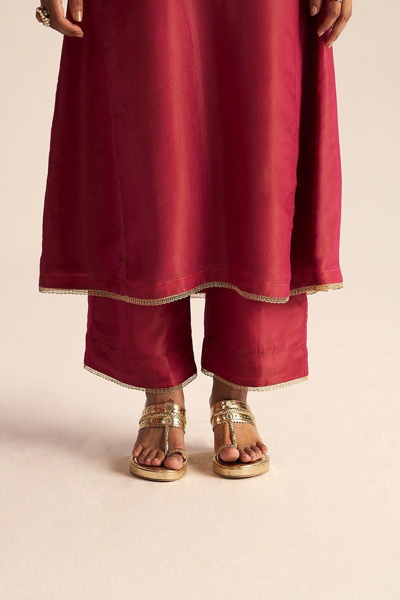 Cherries Jubilee Kurta With Burnt Sienna Dupatta Festive Kurta Set
