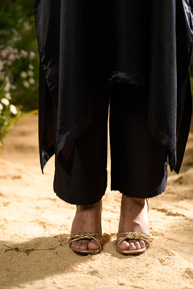 Black Silk Kaftaan Co-ord Set