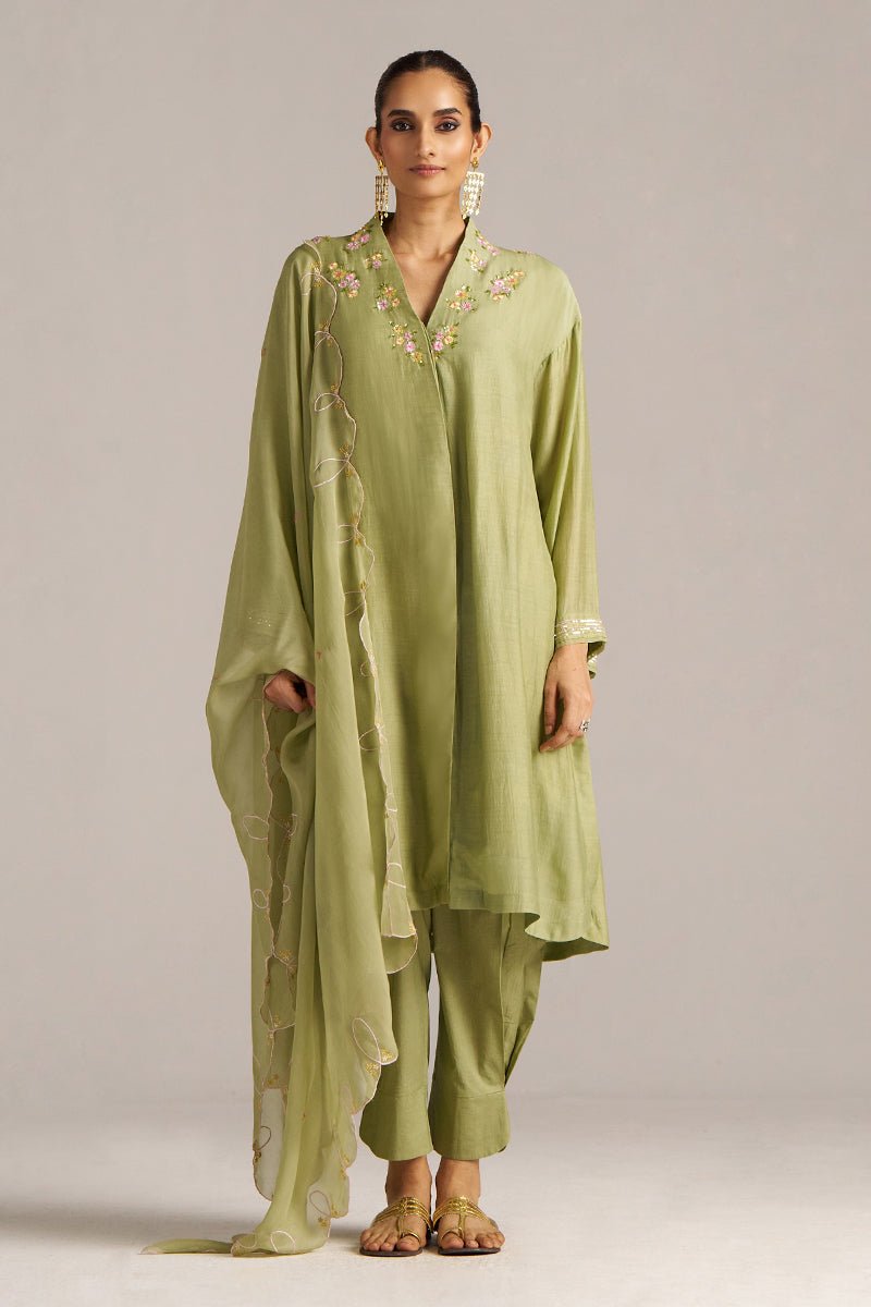 Winter Pear Bemberg Silk Festive Kurta Set