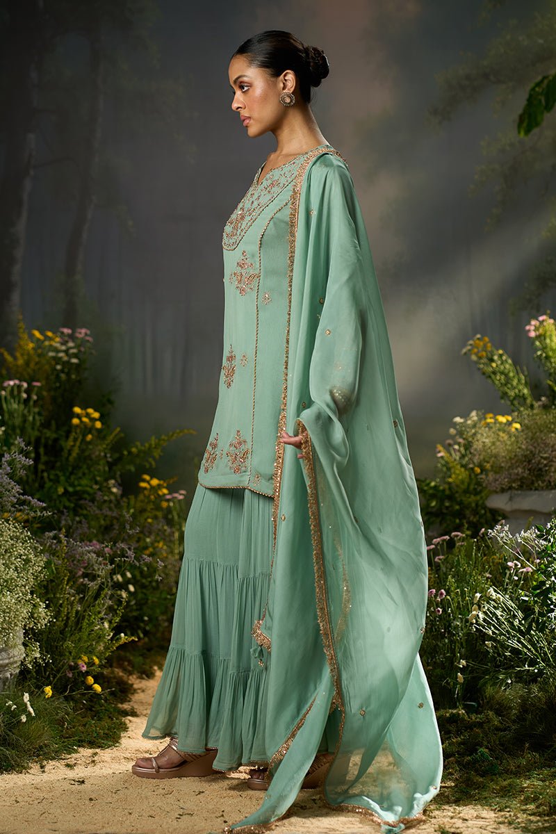 Granite Green Festive Sharara Kurta Set