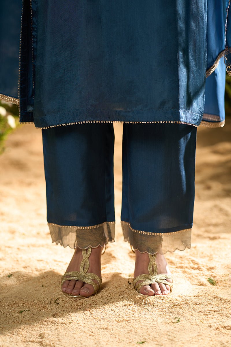 Ensign Blue Silk Festive Kurta Set
