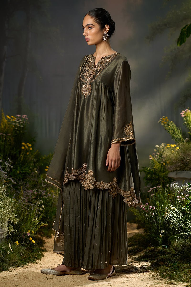 Tarmac Raw-Silk Festive Sharara Kurta Set