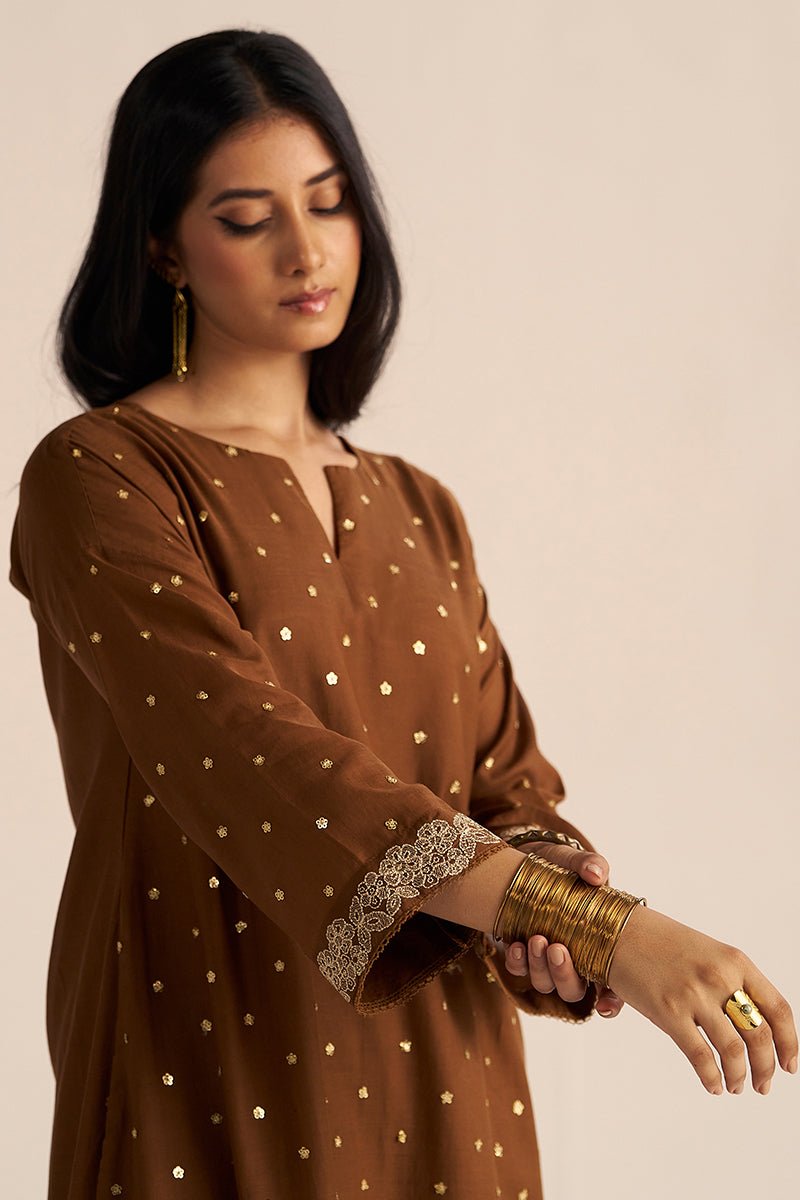 Toffee Embroidered Festive Co-ord Set