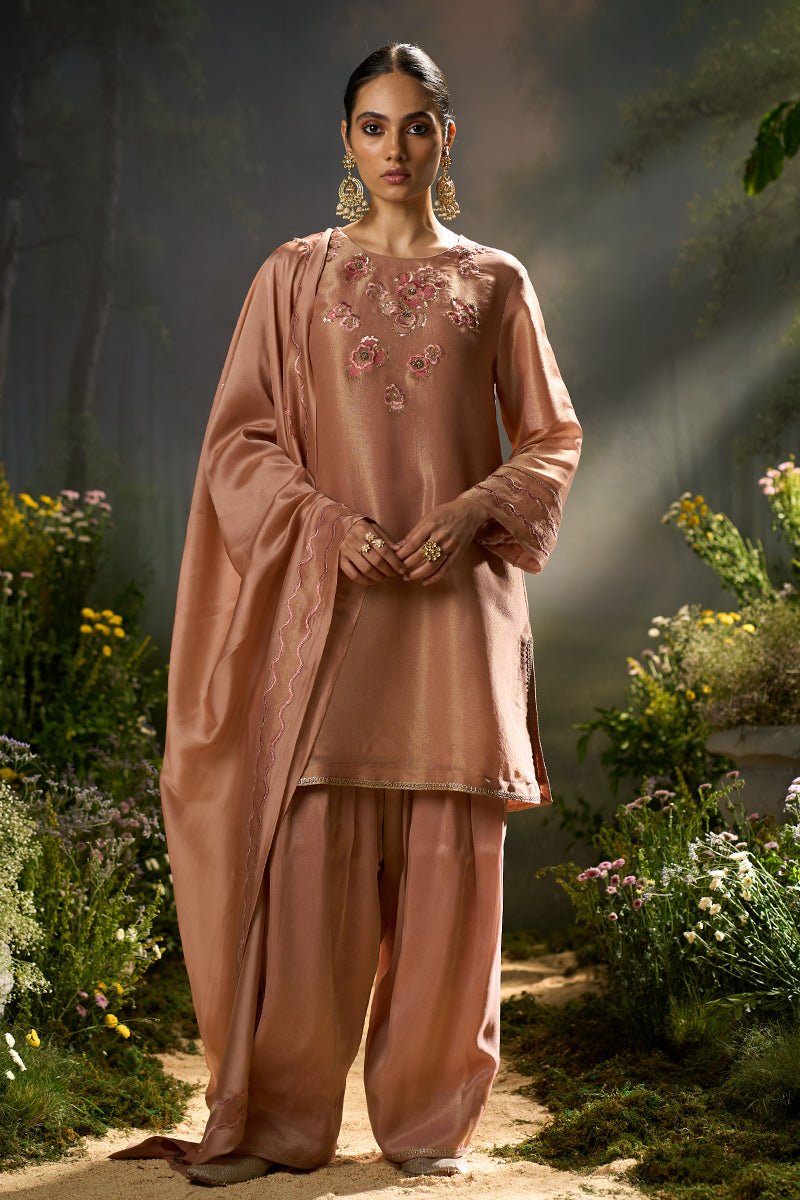 Rose Dawn Tissue Silk Festive Kurta Set