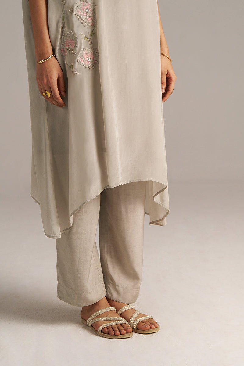 Ash Grey Crepe Silk Co-ord Set