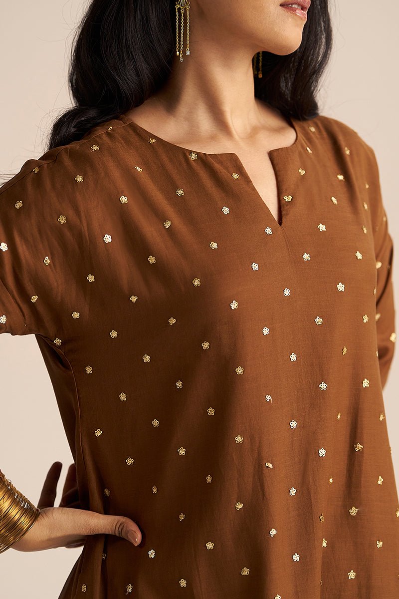 Toffee Embroidered Festive Co-ord Set