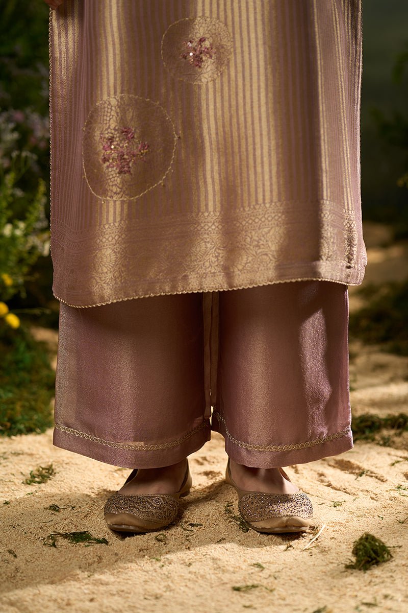 Burlwood Mauve Woven Festive Kurta Set