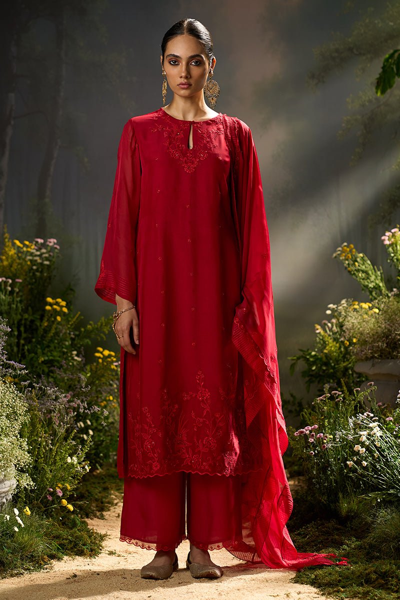 Salsa Red Festive Kurta Set