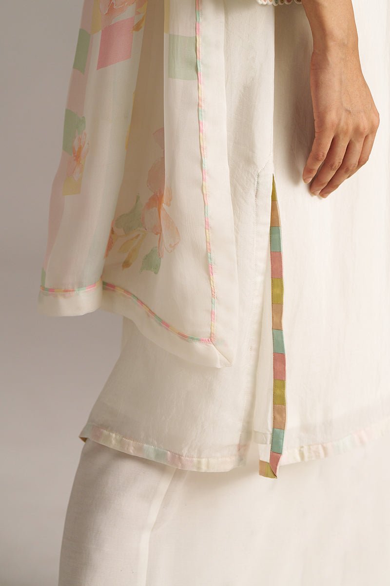 Cloud White Bemberg Silk Kurta Set