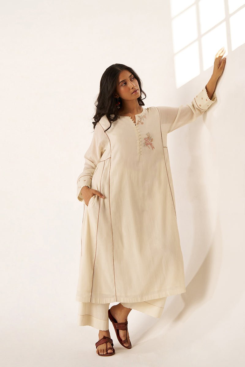 Off-White Hand Embroidered Co-ord Set