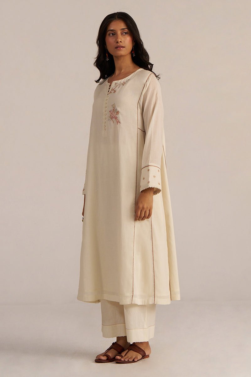 Off-White Hand Embroidered Co-ord Set