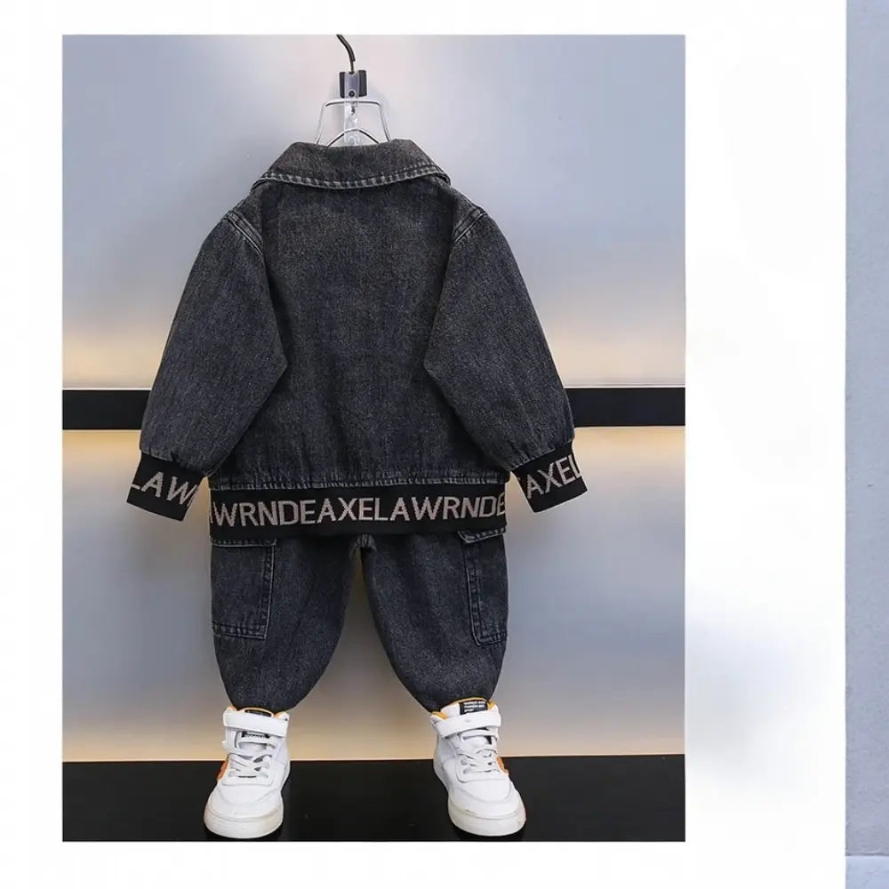 Boys Stylish Black Denim Co-ord 2 Pcs Set