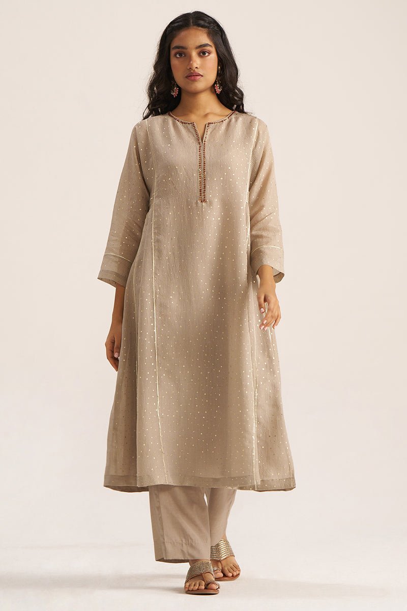 Cobblestone Pure Kota Zari Check Festive Co-ord Set