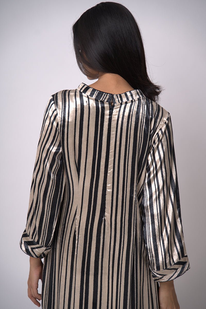 Black and Cream Silk Velvet Salwar Suit