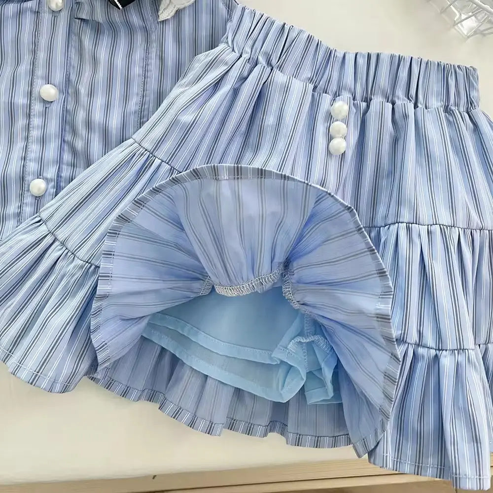 Girls Blue Belle Striped Skirt Set
