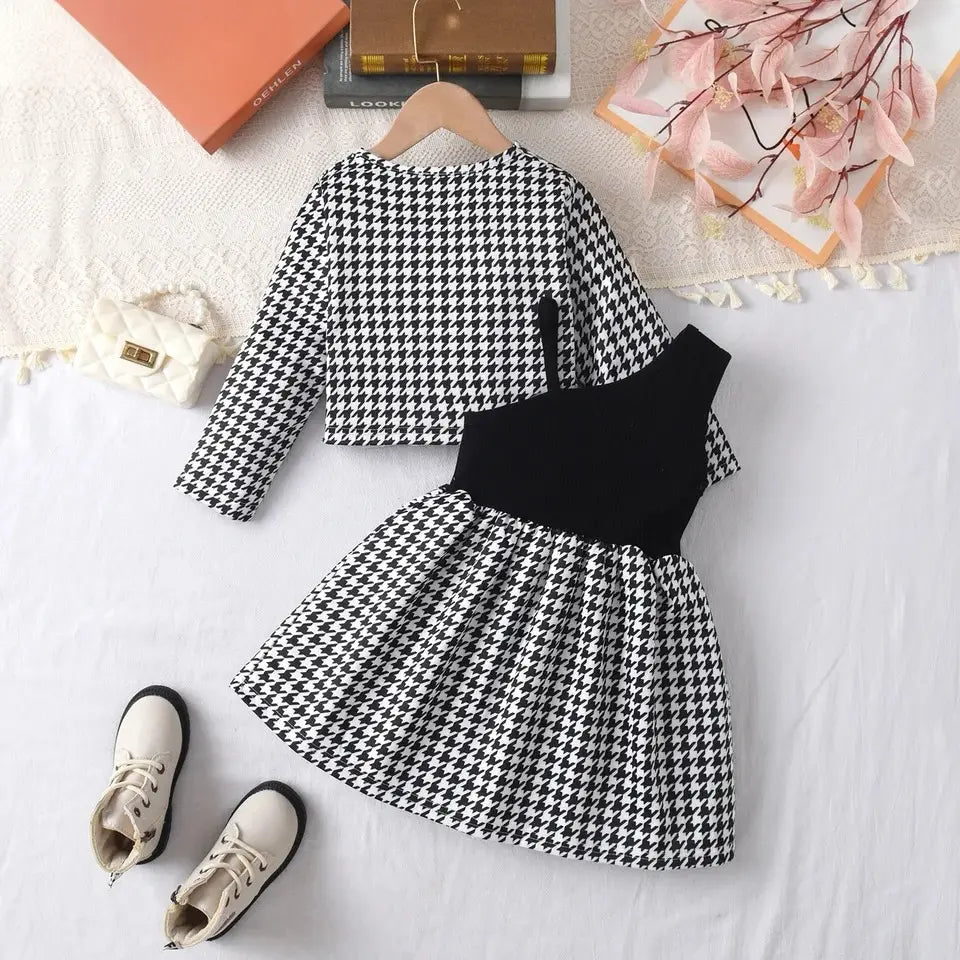 Girls Off-Shoulder Dress With Jacket