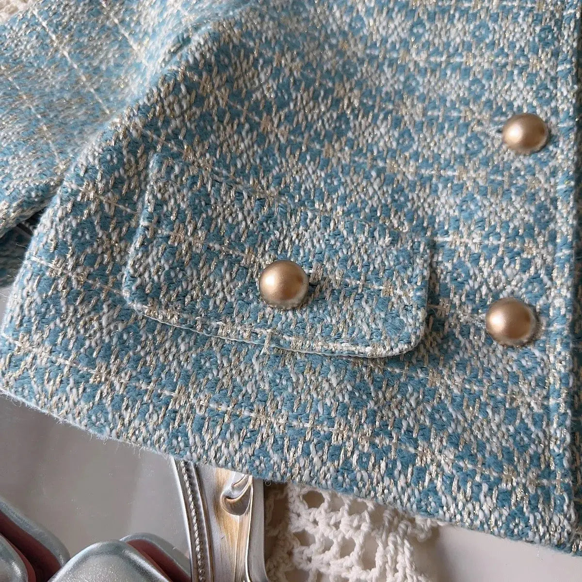 Girls Elegant Coat And Skirt Set