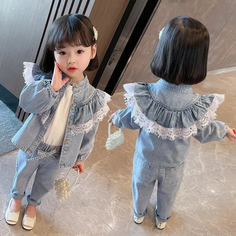 Girls Denim Frill Co-ord Set