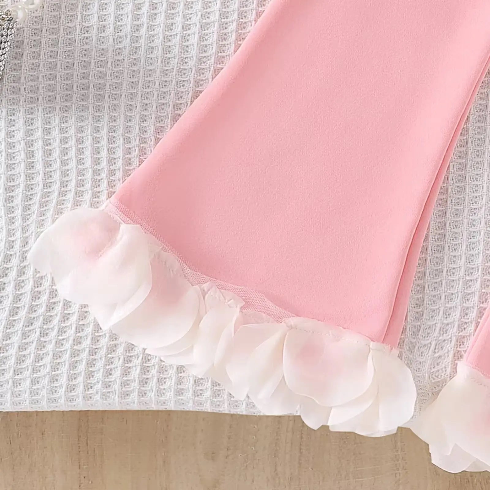 Girls Pink Floral Applique Sweatshirt And Pant 2Pcs Set