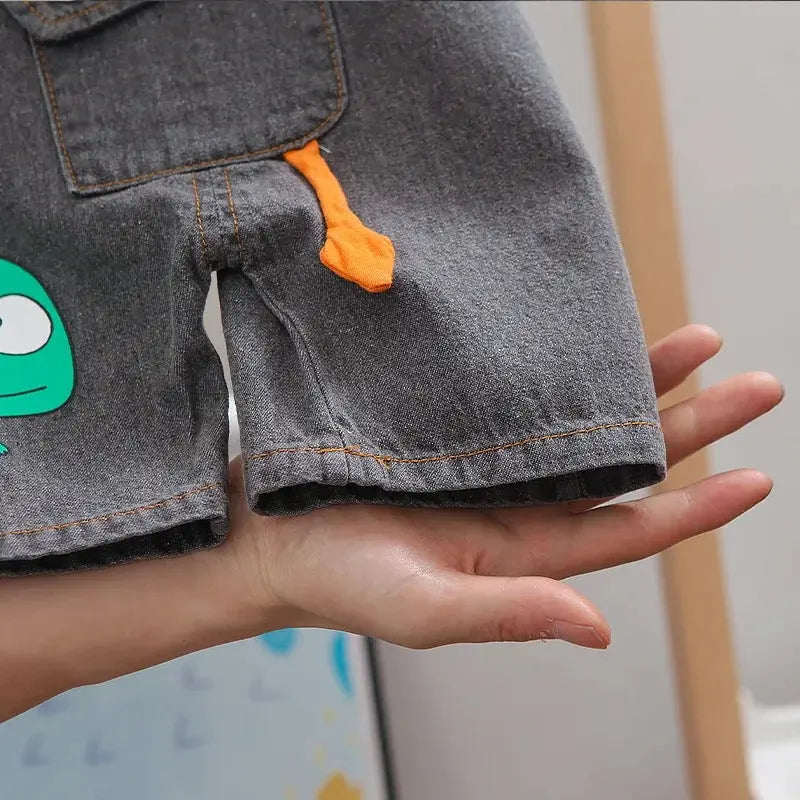 Boys T-Shirt With Dungaree 2 Pcs Set