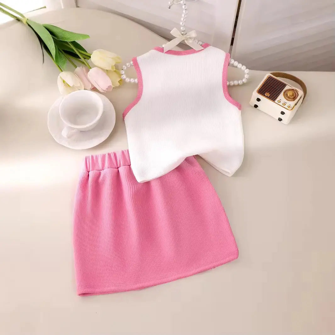 Girls White And Pink Summer Set